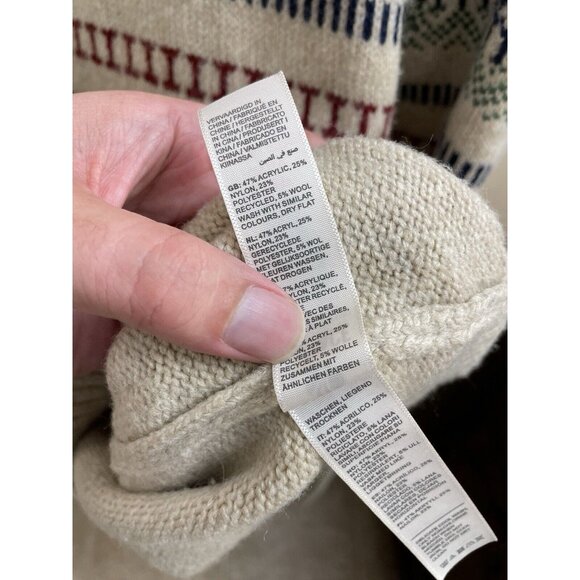 Fat Face U.K Mens Oatmeal Colour Ives Half Neck Jumper Size Medium Fair Isle - Picture 10 of 15